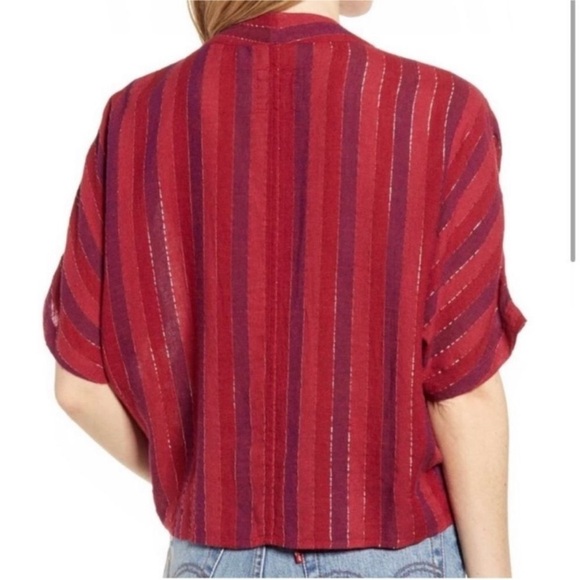 Rails Thea Rouge Stripe Tie Waist Blouse - Picture 5 of 9